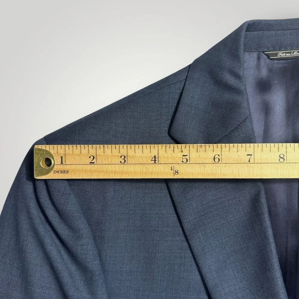 JACK VICTOR Mens Navy Blazer 42L Sport Coat Two Button Suit Jacket Italian Wool